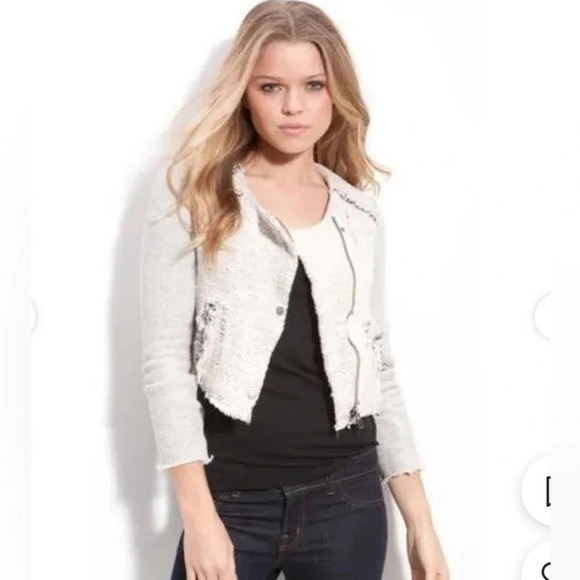 We The Free Jackets & Blazers - Free People We The Free Cropped Tattered Tweed Moto Jacket Size 12
